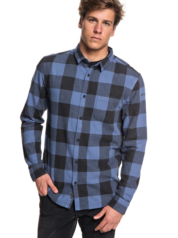 0 Motherfly Flannel - Long Sleeve Shirt for Men Blue EQYWT03728 Quiksilver