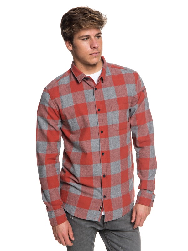 quiksilver, Motherfly Flannel Long Sleeve Shirt, BARN RED MOTHERFLY CHECK (rqj1) 0 Motherfly Flannel Long Sleeve Shirt Red EQYWT03728 Quiksilver