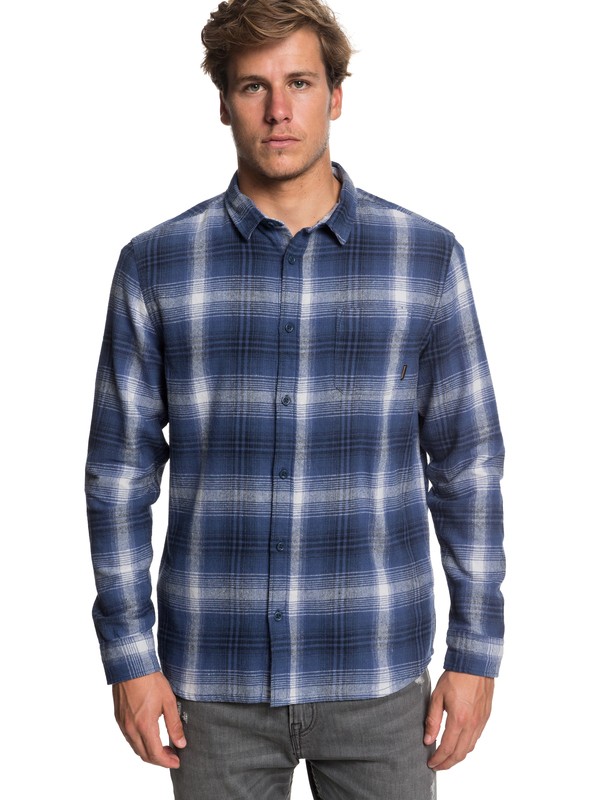 quiksilver, Fatherfly FLannel Long Sleeve Shirt, NAVY BLAZER FATHERFLY CHECK (byj1) 0 Fatherfly FLannel Long Sleeve Shirt Blue EQYWT03730 Quiksilver