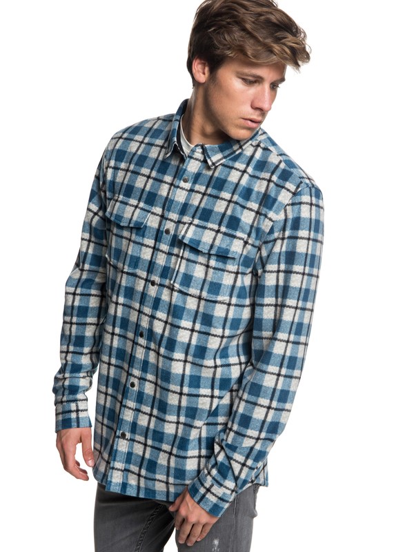 quiksilver, Surf Days Long Sleeve Shirt, TAPESTRY SURF DAYS CHECK (bph6) 0 Surf Days Long Sleeve Shirt Blue EQYWT03731 Quiksilver