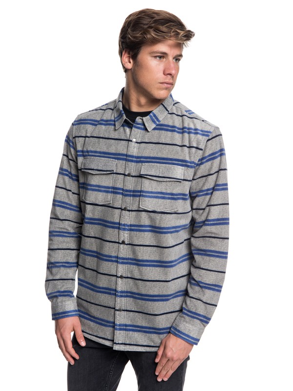quiksilver, Surf Days Long Sleeve Shirt, LGH SURF DAYS STRIPE (sjs6) 0 Surf Days Long Sleeve Shirt Grey EQYWT03731 Quiksilver