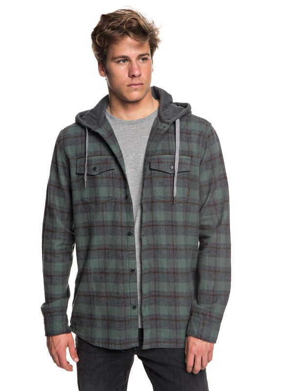 quiksilver, Snap Up Flannel Long Sleeve Shirt, DARK FOREST SNAP UP (bpg1) 0 Snap Up Flannel Long Sleeve Shirt Blue EQYWT03732 Quiksilver