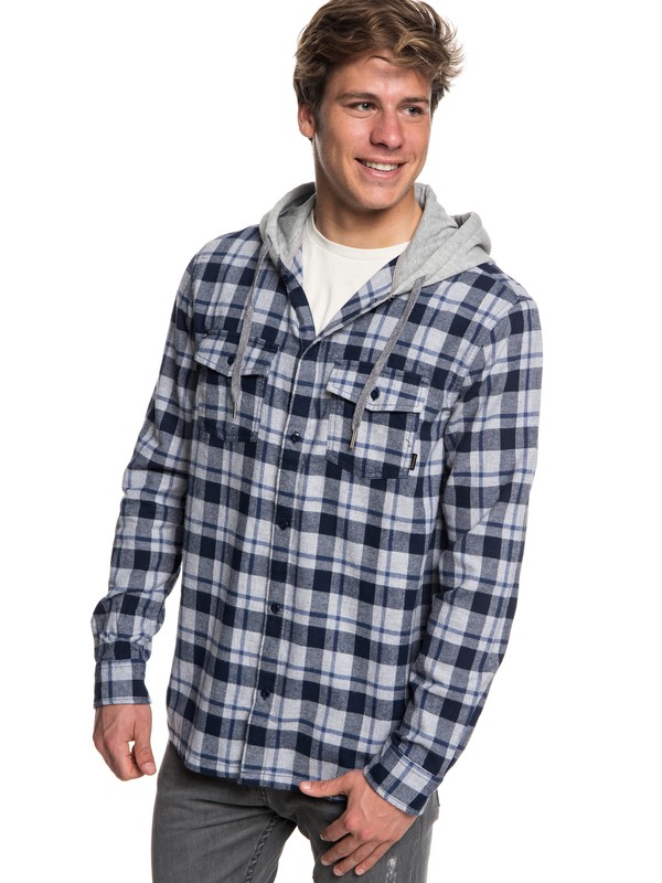 quiksilver, Snap Up Flannel Long Sleeve Shirt, NAVY BLAZER SNAP UP (byj1) 0 Snap Up Flannel Long Sleeve Shirt Blue EQYWT03732 Quiksilver