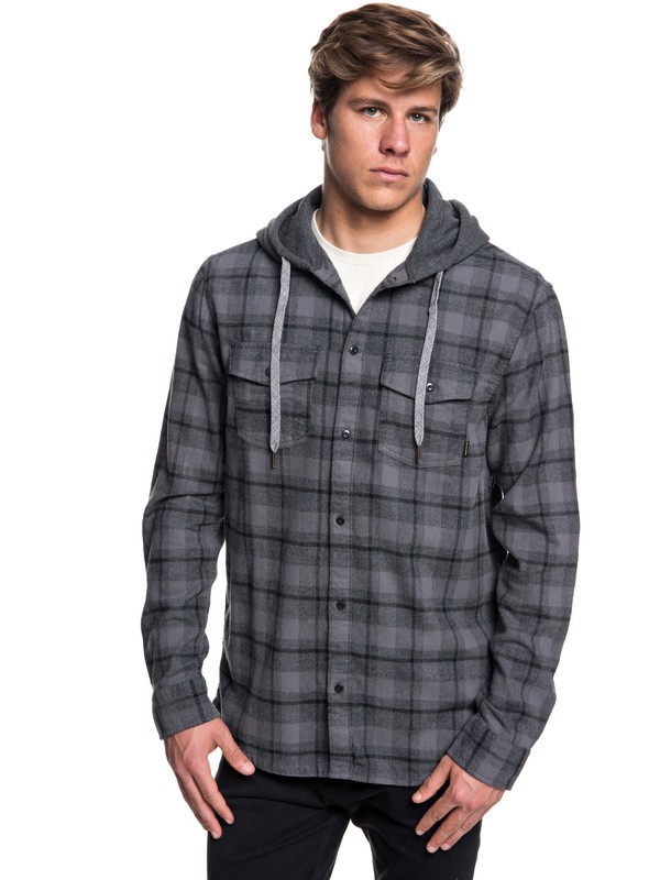 quiksilver, Snap Up Flannel Long Sleeve Shirt, MGH SNAP UP (kpv1) 0 Snap Up Flannel Long Sleeve Shirt Black EQYWT03732 Quiksilver