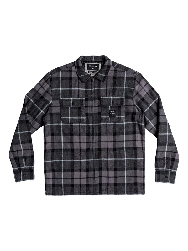 quiksilver, Fuji Pine Long Sleeve Zip Over Shirt, BLACK PLAID FLANNEL (kvj1) 0 Fuji Pine Long Sleeve Zip Over Shirt Black EQYWT03742 Quiksilver