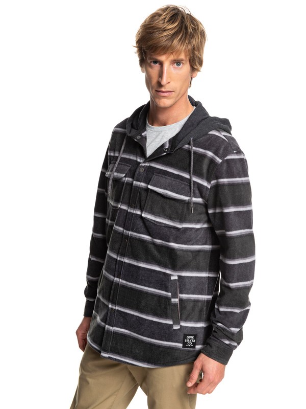 quiksilver, Surf Days Long Sleeve Hooded Shirt, BLACK SURF DAYS STRIPES (kvj3) 0 Surf Days Long Sleeve Hooded Shirt Black EQYWT03744 Quiksilver