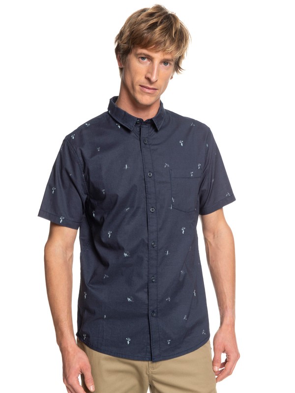 quiksilver, Mini Kamakura Short Sleeve Shirt, BLUE NIGHT MINI MO (bst6) 0 Mini Kamakura Short Sleeve Shirt Blue EQYWT03752 Quiksilver