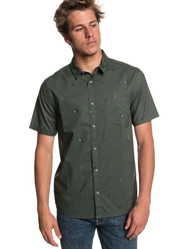 quiksilver, Mini Kamakura Short Sleeve Shirt, THYME MINI MO (cqy6) 0 Mini Kamakura Short Sleeve Shirt Brown EQYWT03752 Quiksilver