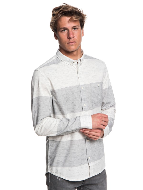 quiksilver, Minoo Valley Stripes Long Sleeve Shirt, IRON GATE MARBLE NEPPY (kzm6) 0 Minoo Valley Stripes Long Sleeve Shirt Black EQYWT03765 Quiksilver