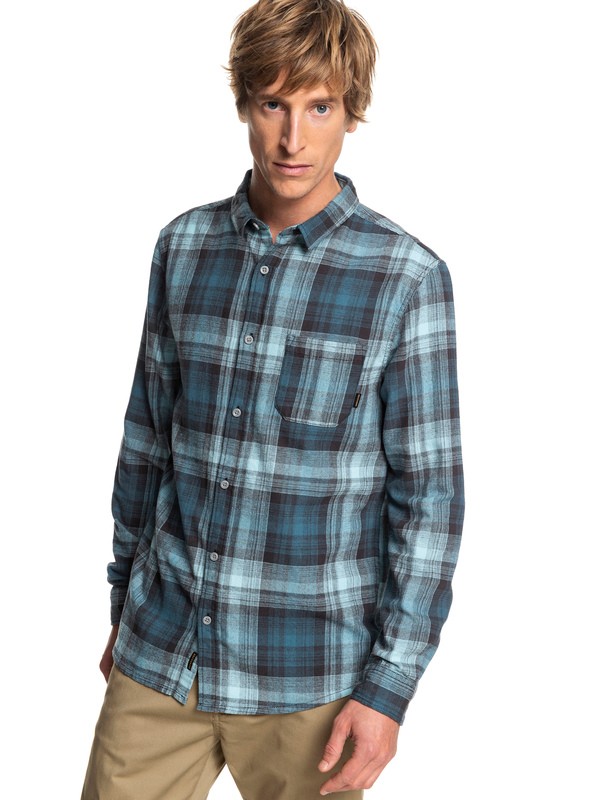 quiksilver, Fatherfly Long Sleeve Shirt, TAPESTRY FATHERFLY CHECK (bph1) 0 Fatherfly Long Sleeve Shirt Blue EQYWT03768 Quiksilver