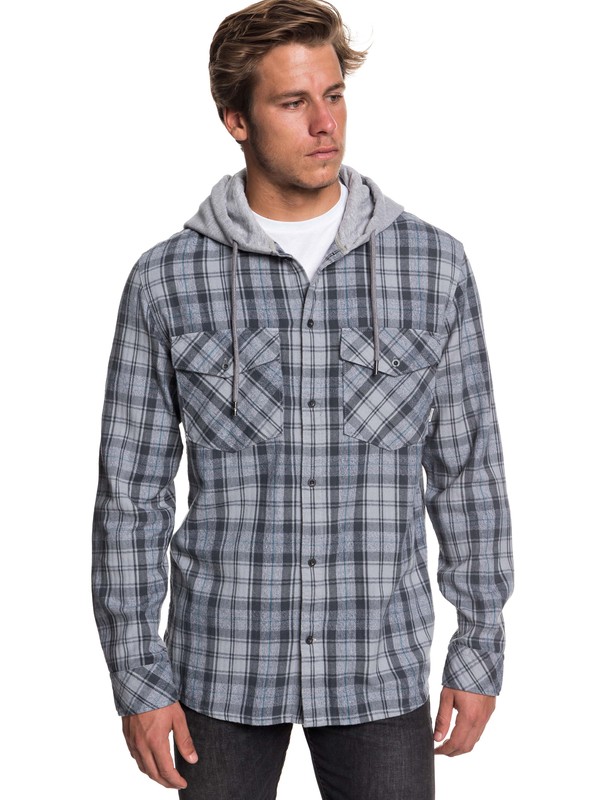 quiksilver, The Magston Long Sleeve Hooded Shirt, IRON GATE MAGSTON (kzm1) 0 The Magston Long Sleeve Hooded Shirt Black EQYWT03770 Quiksilver
