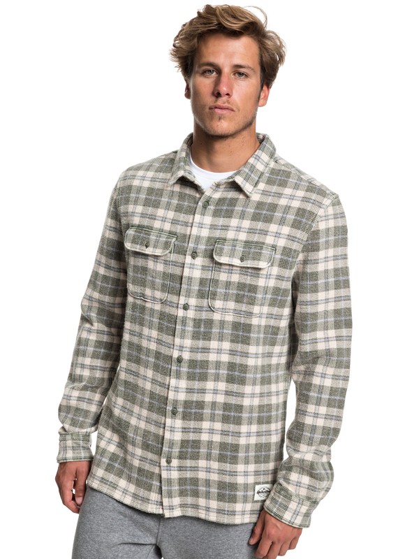 quiksilver, Strutten Blues Long Sleeve Shirt, THYME STRUTTEN BLUES (cqy1) 0 Strutten Blues Long Sleeve Shirt Brown EQYWT03778 Quiksilver