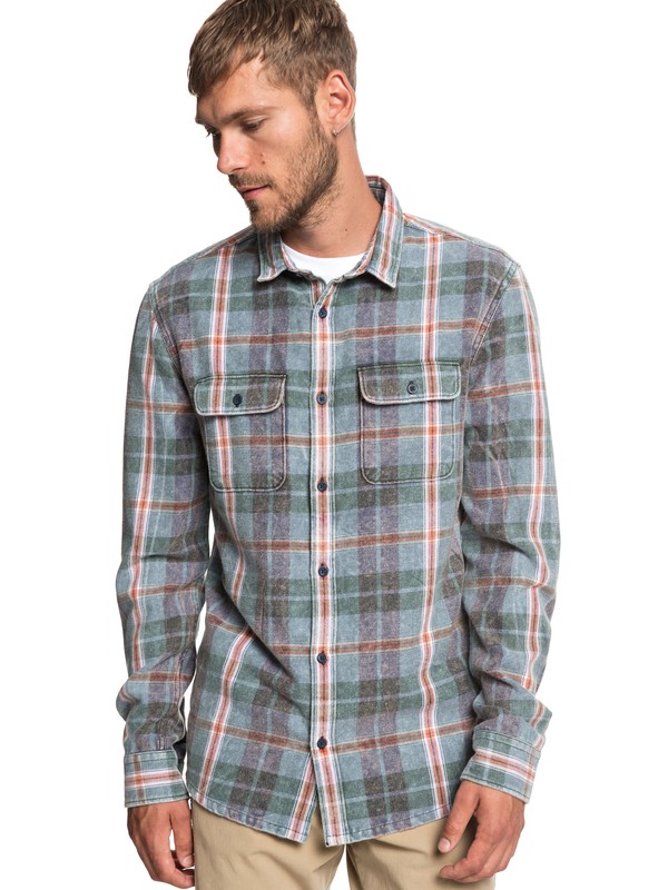 quiksilver, Super Tang Long Sleeve Flannel Shirt, STONE WASH TANG (bkj1) 0 Super Tang Long Sleeve Flannel Shirt Blue EQYWT03785 Quiksilver
