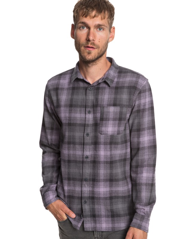 quiksilver, Fatherfly Long Sleeve Flannel Shirt, TARMAC FATHERFLY (kta1) 0 Fatherfly Long Sleeve Flannel Shirt Black EQYWT03787 Quiksilver