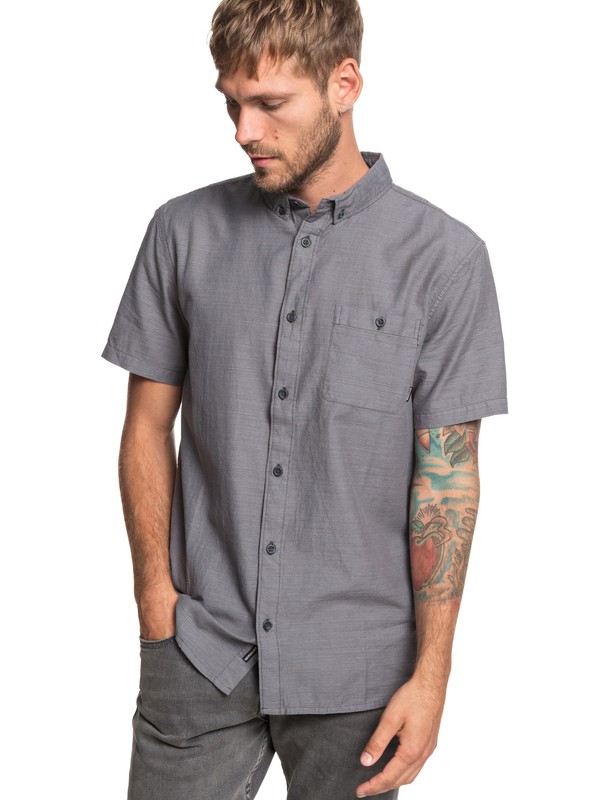 quiksilver, Waterfalls Short Sleeve Shirt, QUIET SHADE (kze0) 0 Waterfalls Short Sleeve Shirt Black EQYWT03791 Quiksilver