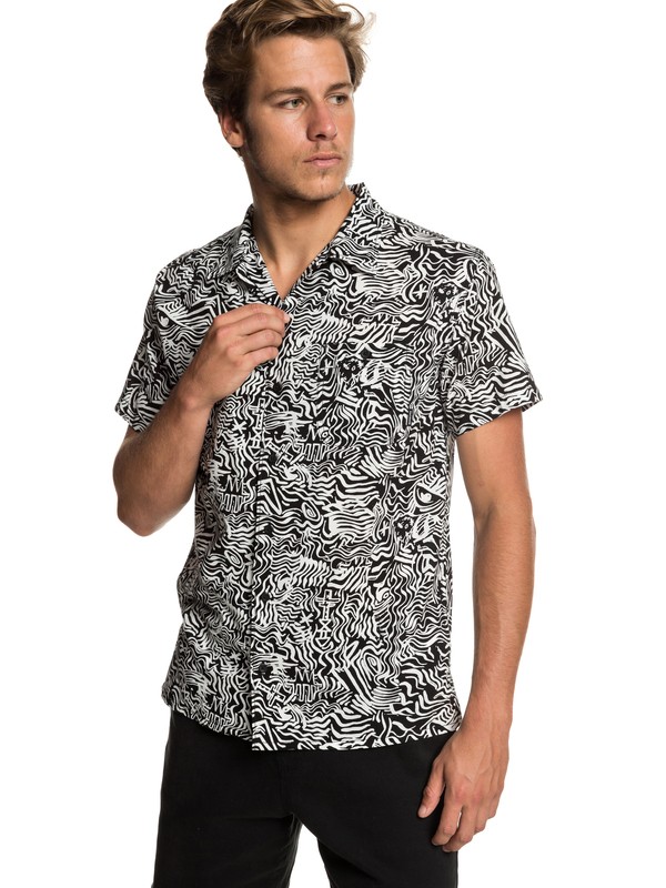 quiksilver, The Camp Short Sleeve Shirt, BLACK ACID TRIBE (kvj6) 0 The Camp Short Sleeve Shirt Black EQYWT03796 Quiksilver