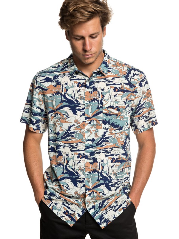quiksilver, Feeling Fine - Camisa de Manga Corta para Hombre, STORMY SEA FEELING FINE (blh6) 0 Feeling Fine - Camisa de Manga Corta para Hombre Azul EQYWT03797 Quiksilver