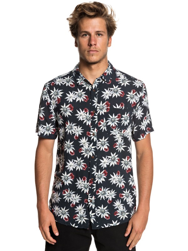 quiksilver, Fluid Geometric Short Sleeve Shirt, BLUE NIGHT TEA TOWEL (bst6) 0 Fluid Geometric Short Sleeve Shirt Blue EQYWT03798 Quiksilver