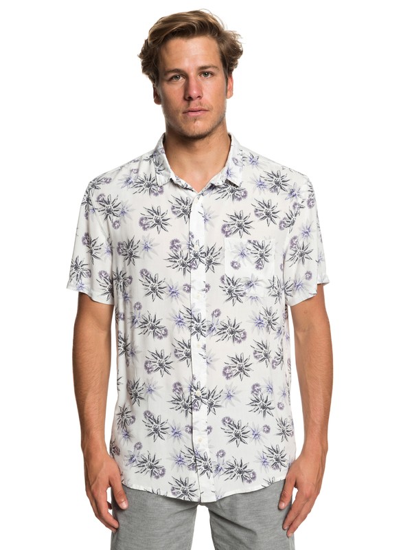 quiksilver, Fluid Geometric Short Sleeve Shirt, GARDENIA TEA TOWEL (wby6) 0 Fluid Geometric Short Sleeve Shirt White EQYWT03798 Quiksilver