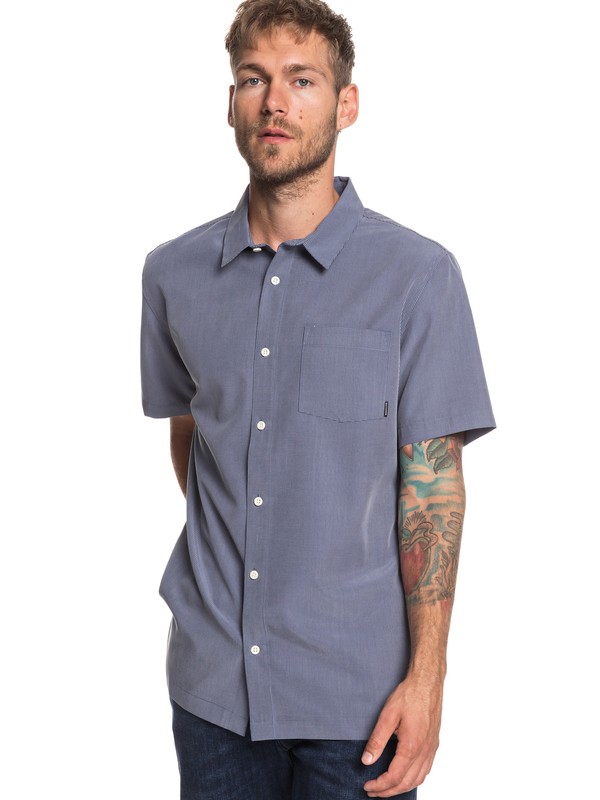 quiksilver, Goff Cove Short Sleeve Shirt, MEDIEVAL BLUE (bte0) 0 Goff Cove Short Sleeve Shirt Blue EQYWT03812 Quiksilver