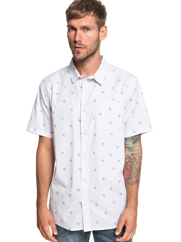 quiksilver, Seajam Palm Short Sleeve Shirt, WHITE (wbb0) 0 Seajam Palm Short Sleeve Shirt White EQYWT03815 Quiksilver