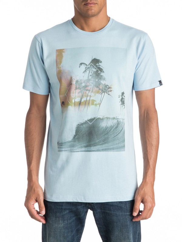 quiksilver, Classic Wave Thunder - Tee-Shirt, ANGEL FALLS (bfg0) 0 Classic Wave Thunder - Tee-Shirt Bleu EQYZT04283 Quiksilver