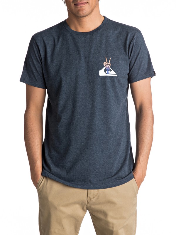 quiksilver, Premium East Peace Cave - T Shirt col rond pour Homme, DARK DENIM HEATHER (brqh) 0 Premium East Peace Cave - T Shirt col rond pour Homme EQYZT04545 Quiksilver