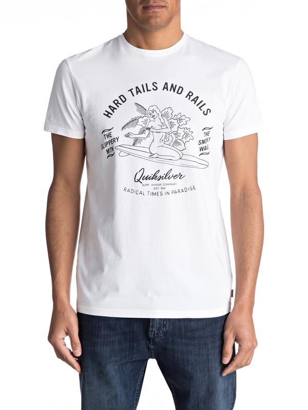 quiksilver, Garment Dye Hard Tails - Maglietta da Uomo, WHITE (wbb0) 0 Garment Dye Hard Tails - Maglietta da Uomo White EQYZT04562 Quiksilver