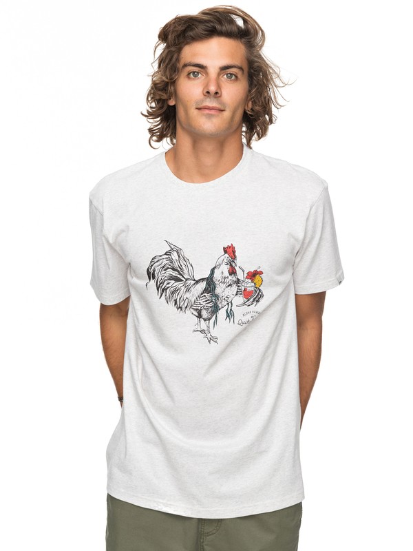 quiksilver, Heather Rooster Vibe - T-Shirt, SNOW WHITE HEATHER (wbkh) 0 Heather Rooster Vibe - T-Shirt White EQYZT04740 Quiksilver