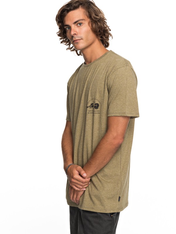quiksilver, Organic Long Lost - T Shirt col rond, COVERT GREEN HEATHER (tnfh) 0 Organic Long Lost - T Shirt col rond Beige EQYZT04743 Quiksilver