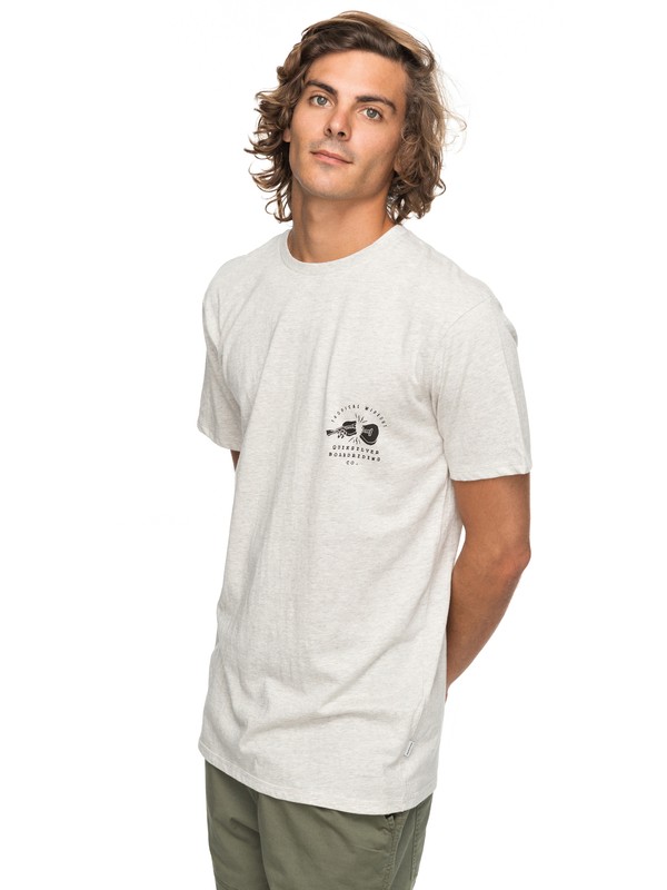 quiksilver, Organic Long Lost - T Shirt col rond, SNOW WHITE HEATHER (wbkh) 0 Organic Long Lost - T Shirt col rond Blanc EQYZT04743 Quiksilver