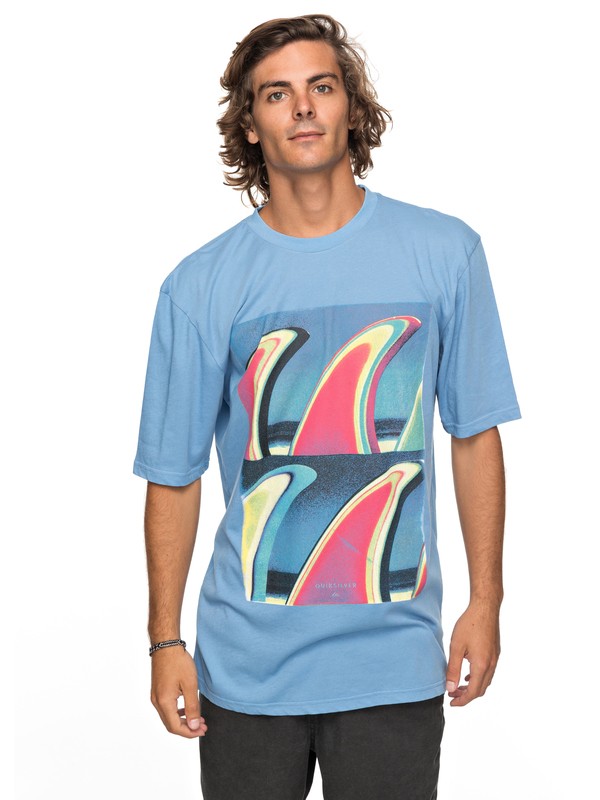 quiksilver, Fin Fanatic Tee, SILVER LAKE BLUE (bjq0) 0 Fin Fanatic Tee Blue EQYZT04755 Quiksilver