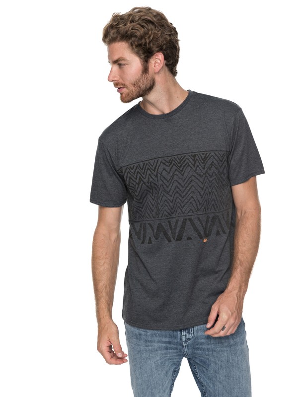 quiksilver, Split Kicks - T Shirt col rond, CHARCOAL HEATHER (ktah) 0 Split Kicks - T Shirt col rond Noir EQYZT04805 Quiksilver