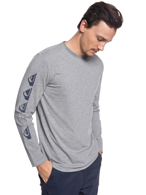 quiksilver, Double Stringer - Technisch UPF 30 T-shirt met lange mouwen voor Heren, MEDIUM GREY HEATHER (kpvh) 0 Double Stringer - Technisch UPF 30 T-shirt met lange mouwen voor Heren Black EQYZT04970 Quiksilver