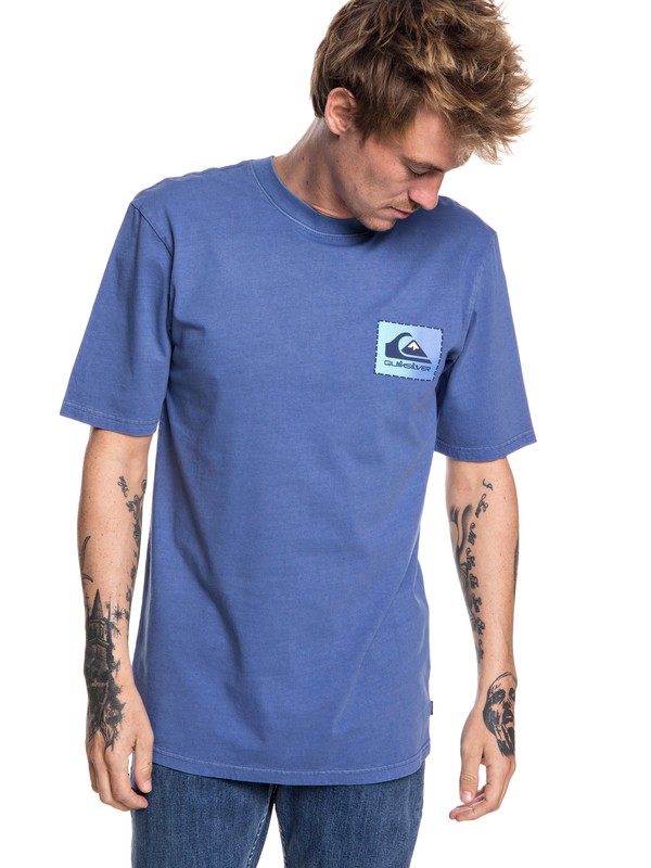 quiksilver, Men's Original Classic Patch Tee, BIJOU BLUE (bng0) 0 Men's Original Classic Patch Tee Blue EQYZT04983 Quiksilver