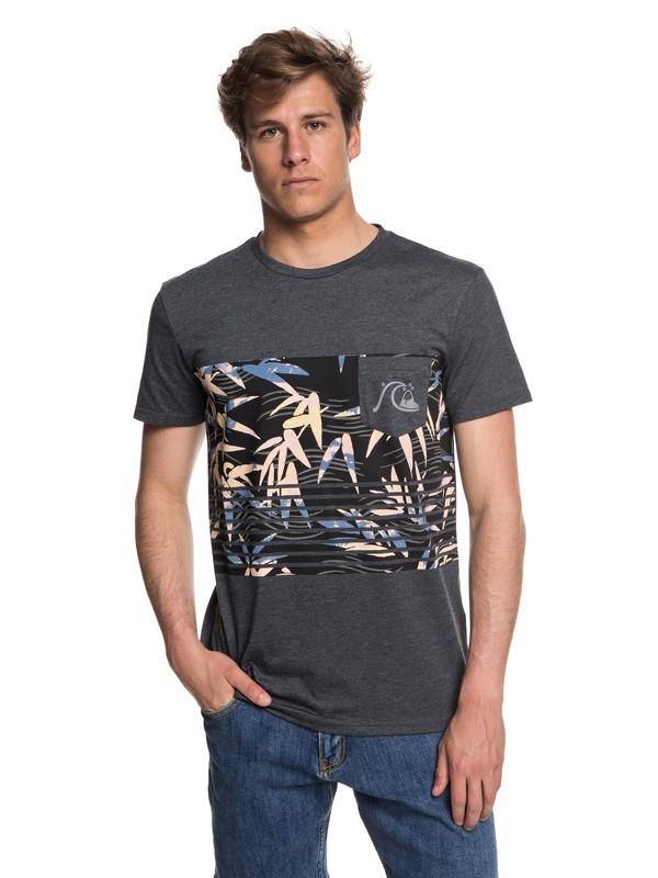 quiksilver, Men's Silent Furry Pocket T-Shirt, CHARCOAL HEATHER (ktah) 0 Men's Silent Furry Pocket T-Shirt Black EQYZT05006 Quiksilver
