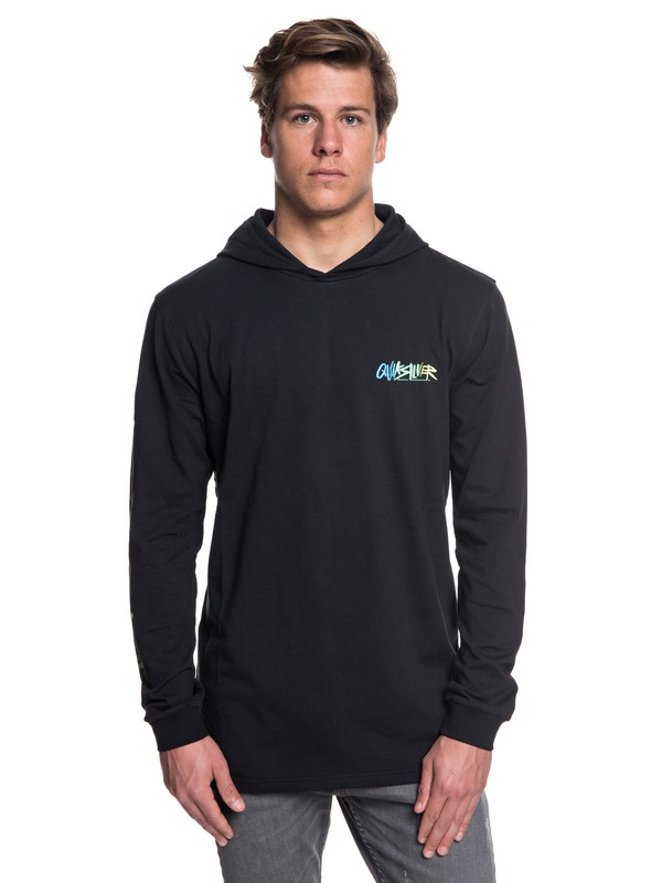quiksilver, Hombres Camiseta con Capucha y Manga Larga Rough Right, BLACK (kvj0) 0 Hombres Camiseta con Capucha y Manga Larga Rough Right Negro EQYZT05021 Quiksilver