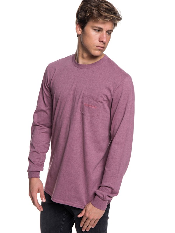 quiksilver, The Stitch Up Long Sleeve Tee, MELLOW MAUVE HEATHER (mmbh) 0 The Stitch Up Long Sleeve Tee Pink EQYZT05022 Quiksilver