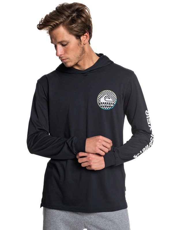 quiksilver, Check This Long Sleeve Hooded Top, BLACK (kvj0) 0 Check This Long Sleeve Hooded Top Black EQYZT05235 Quiksilver