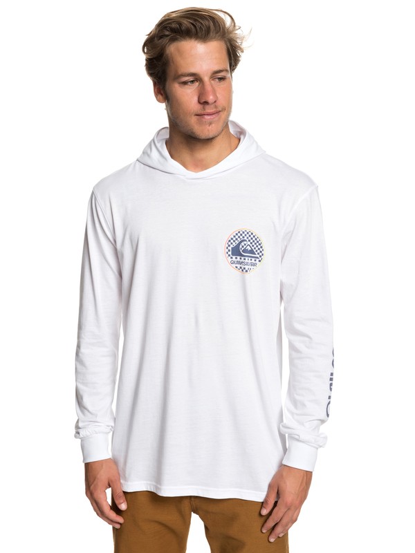 quiksilver, Check This Long Sleeve Hooded Top, WHITE (wbb0) 0 Check This Long Sleeve Hooded Top White EQYZT05235 Quiksilver