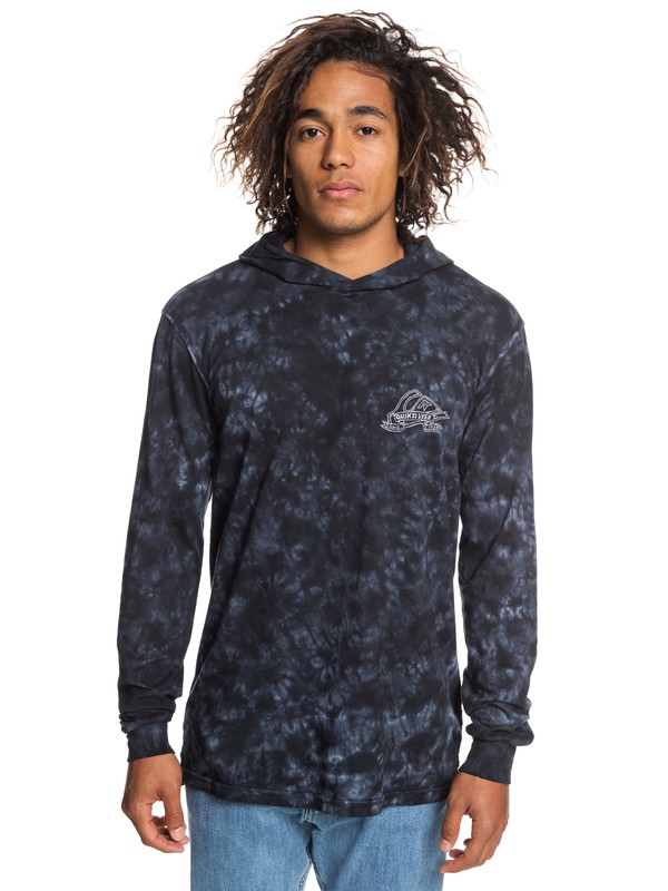 quiksilver, Smoker Tie Dye Long Sleeve Hooded Top, BLACK (kvj0) 0 Smoker Tie Dye Long Sleeve Hooded Top Black EQYZT05236 Quiksilver