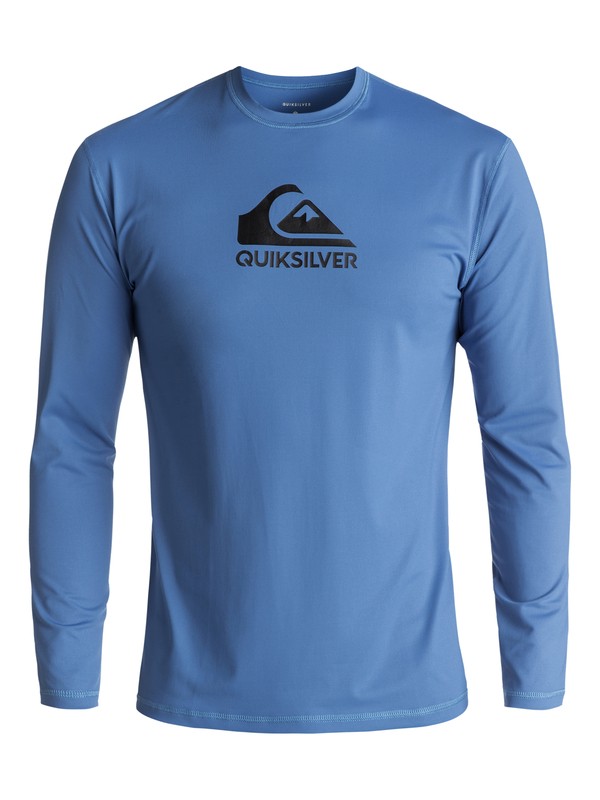 quiksilver, Men's Solid Streak Long Sleeve UPF 50 Rash Guard, ELECTRIC BLUE (bpb0) 0 Men's Solid Streak Long Sleeve UPF 50 Rash Guard Blue UQYWR03053 Quiksilver