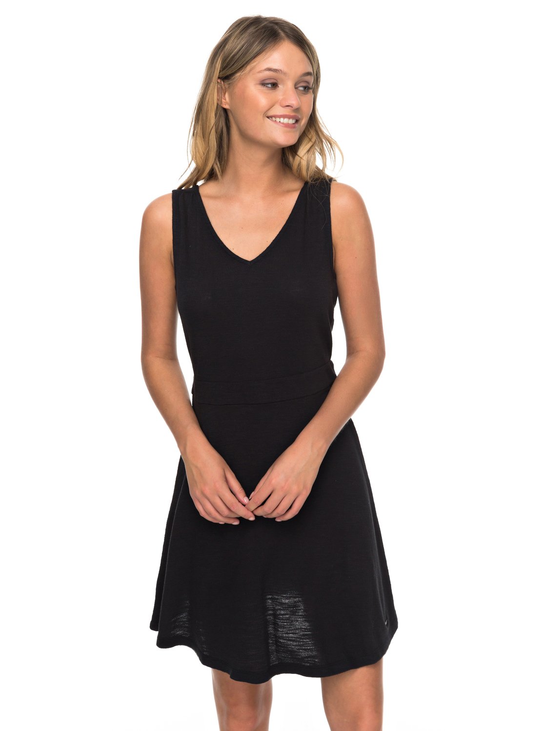Mujer Negro Buying sin para 0 Mangas ERJKD03246 Vestido Roxy Time 0wdv0PqY