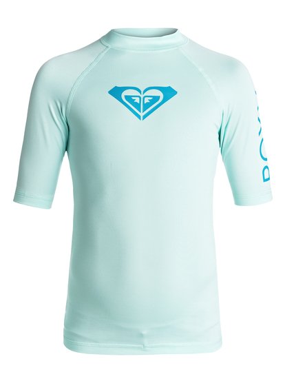 roxy, Гидромайка Whole Heartedс коротким рукавом для девочек, BEACH GLASS (gcz0) Whole Hearted - Short Sleeve UPF 50 Rash Vest ERGWR03006