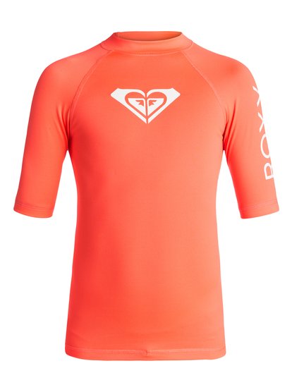 roxy, Гидромайка Whole Heartedс коротким рукавом для девочек, NEON GRAPEFRUIT (nkn0) Whole Hearted - Short Sleeve UPF 50 Rash Vest ERGWR03006