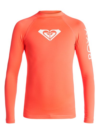 roxy, Гидрофутболка Whole Hearted с длинным рукавом для девочек, NEON GRAPEFRUIT (nkn0) Whole Hearted - Long Sleeve UPF 50 Rash Vest ERGWR03007