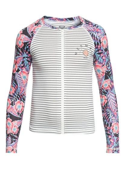 roxy, Гидрофутболка с длинным рукавом Sunset Only UPF 50, MARSHMALLOW BASIC STRIPE 2 (wbt1) Sunset Only - Zipped Long Sleeve UPF 50 Rash Vest ERGWR03076