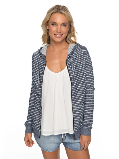 roxy, Толстовка на молнии Trippin Stripe, MARSHMALLOW JUST SIMPLE STRIPE (wbt5) Trippin Stripe - Zip-Up Hoodie for Women ERJFT03703