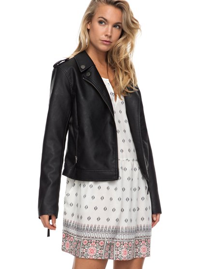 roxy, Куртка-косуха Midnight Ride, ANTHRACITE (kvj0) Midnight Ride - Faux Leather Biker Jacket ERJJK03178
