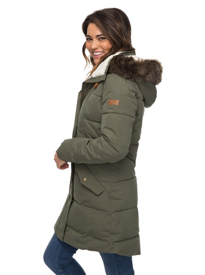 roxy, Куртка Ellie 5K, DUST IVY (gqm0) Ellie 5K - Waterproof Longline Hooded Jacket for Women ERJJK03186